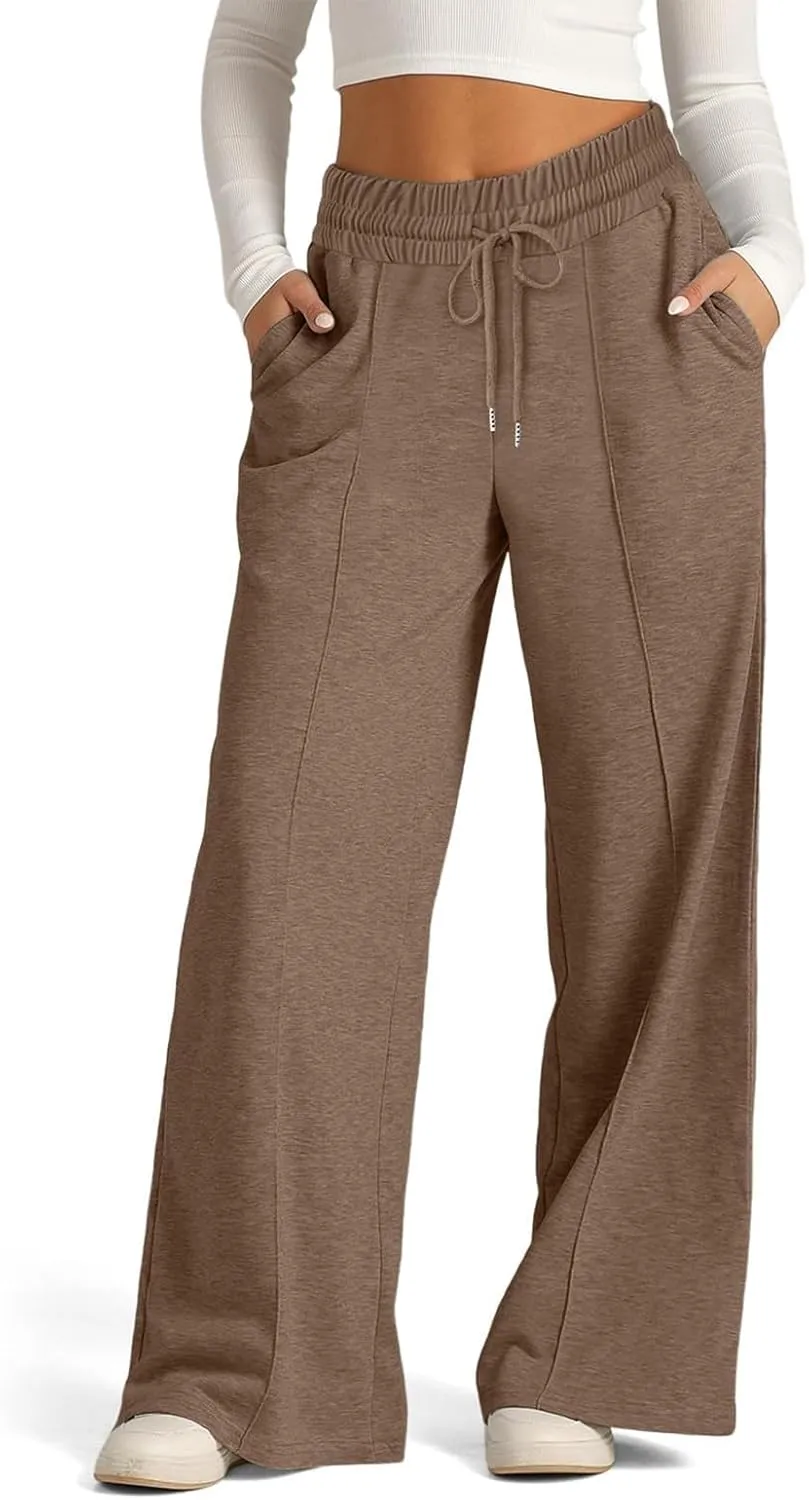 Wide Leg Sweatpants Women Baggy Drawstring Straight Leg Sweatpants High Waist Yoga Pants Lounge Pants with Pockets