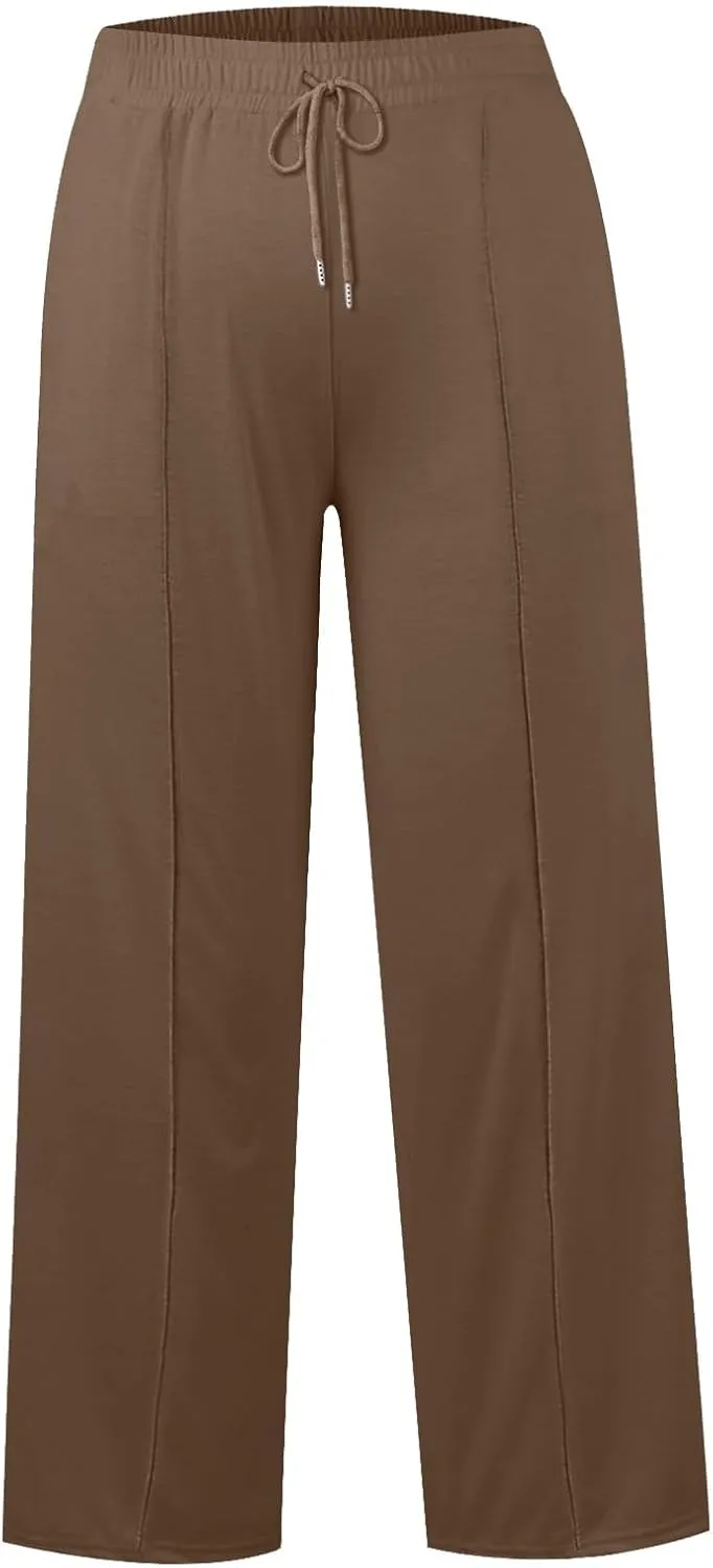Wide Leg Sweatpants Women Baggy Drawstring Straight Leg Sweatpants High Waist Yoga Pants Lounge Pants with Pockets
