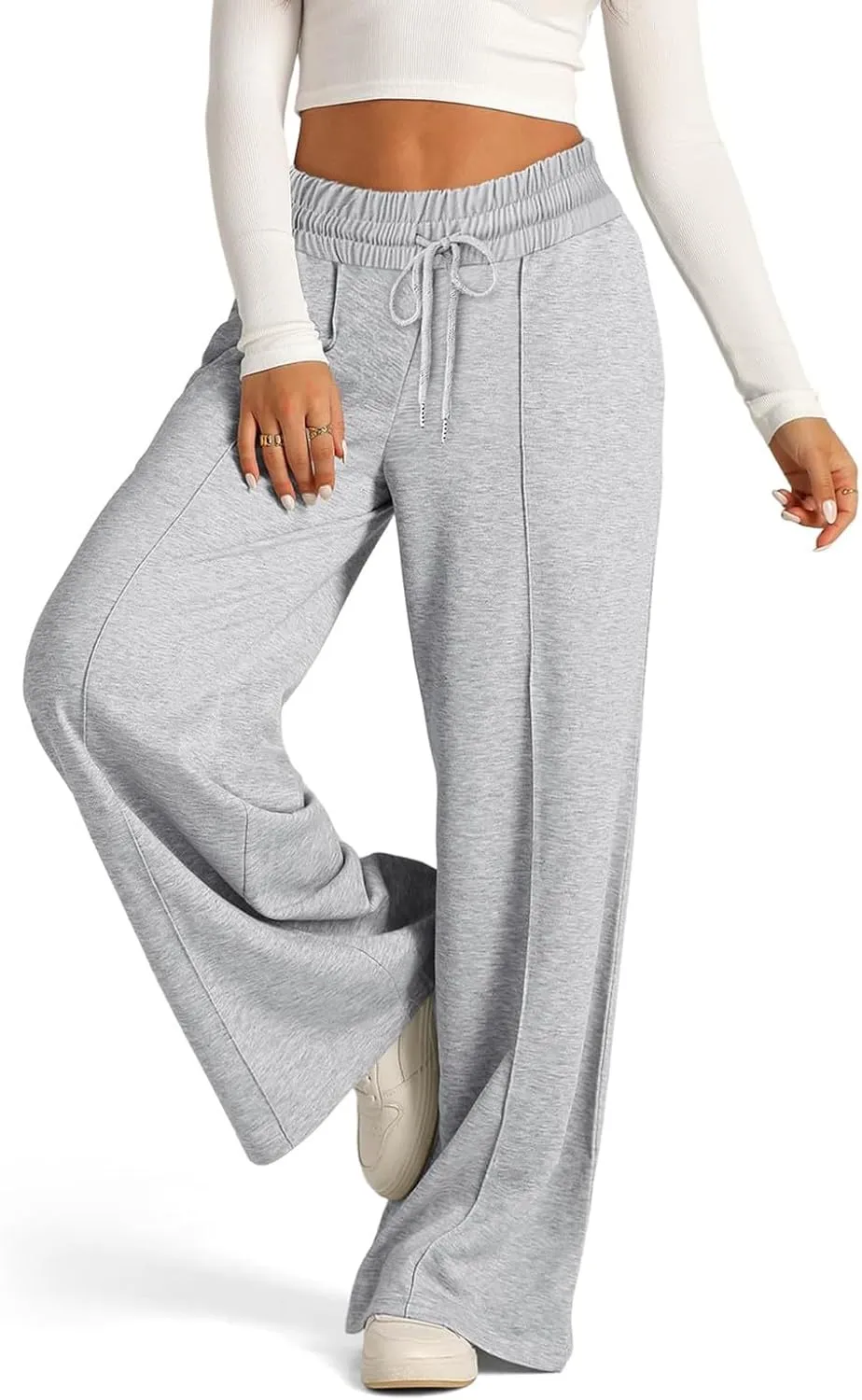 Wide Leg Sweatpants Women Baggy Drawstring Straight Leg Sweatpants High Waist Yoga Pants Lounge Pants with Pockets