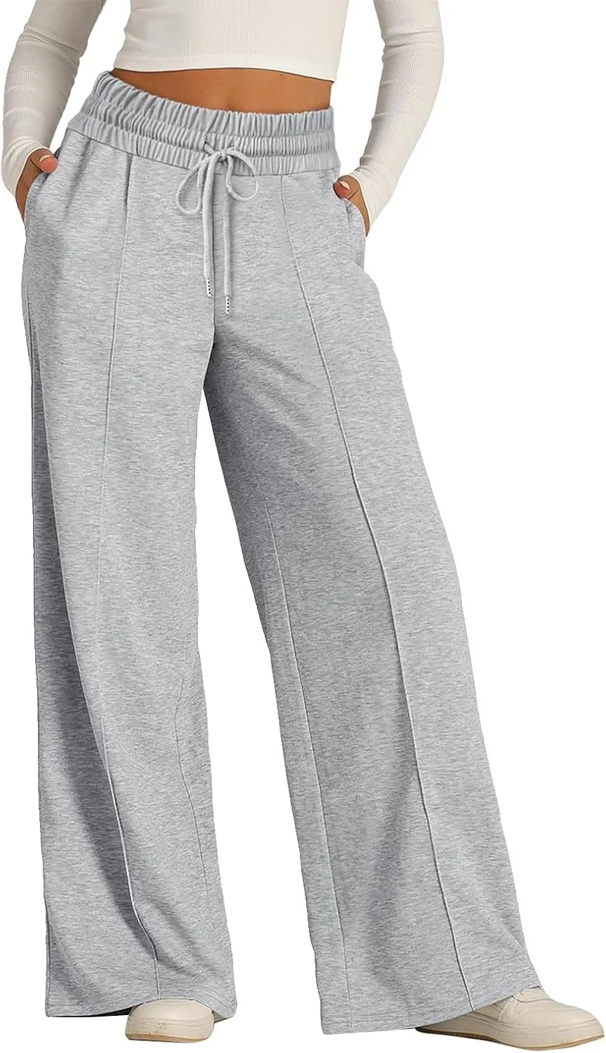 Wide Leg Sweatpants Women Baggy Drawstring Straight Leg Sweatpants High Waist Yoga Pants Lounge Pants with Pockets