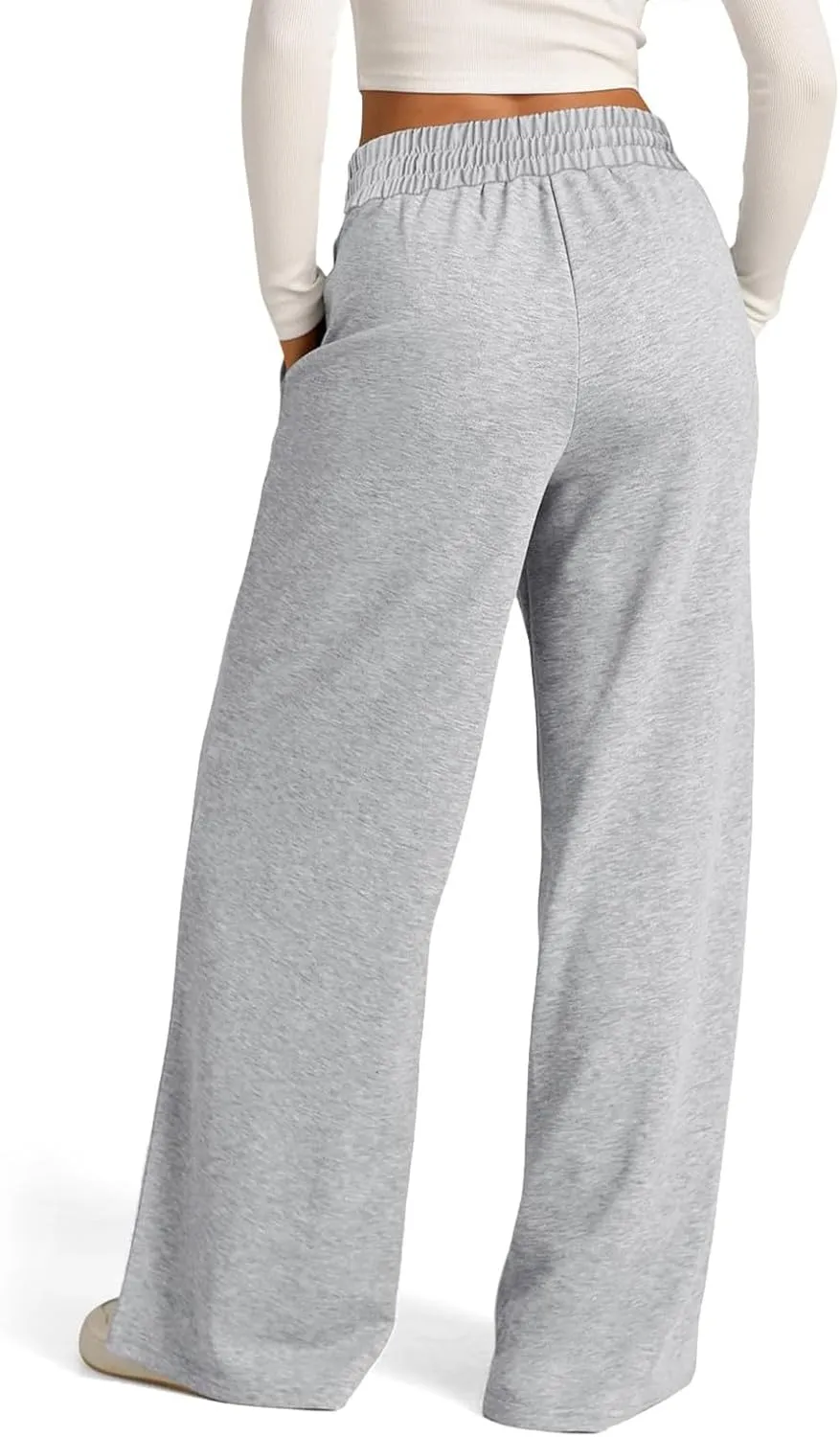 Wide Leg Sweatpants Women Baggy Drawstring Straight Leg Sweatpants High Waist Yoga Pants Lounge Pants with Pockets