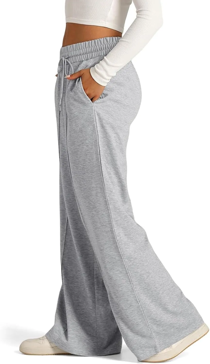 Wide Leg Sweatpants Women Baggy Drawstring Straight Leg Sweatpants High Waist Yoga Pants Lounge Pants with Pockets