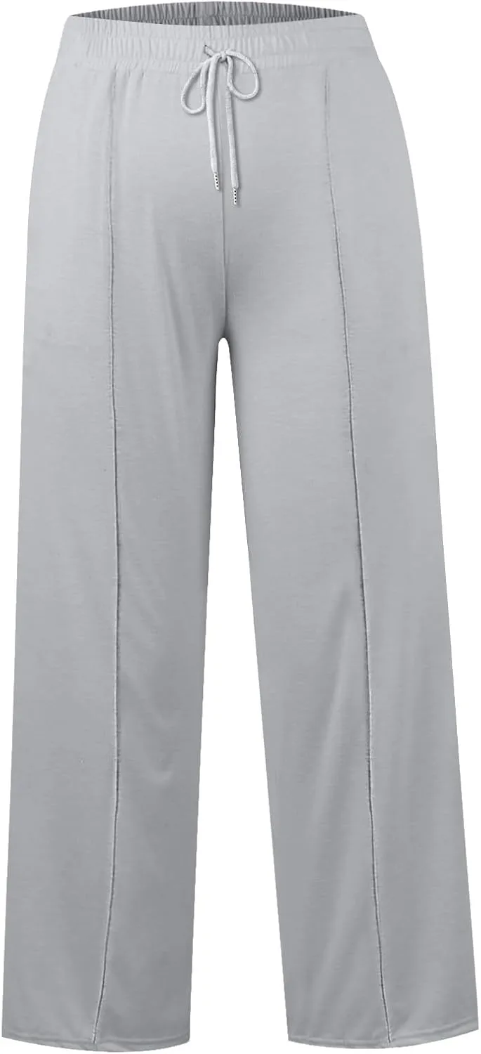 Wide Leg Sweatpants Women Baggy Drawstring Straight Leg Sweatpants High Waist Yoga Pants Lounge Pants with Pockets