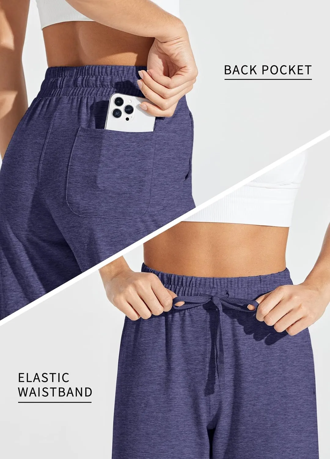 Willit Women's Capris Pants Cotton Yoga Capri Casual Lounge Pants Wide Leg Workout Sweatpants with Pockets 20"