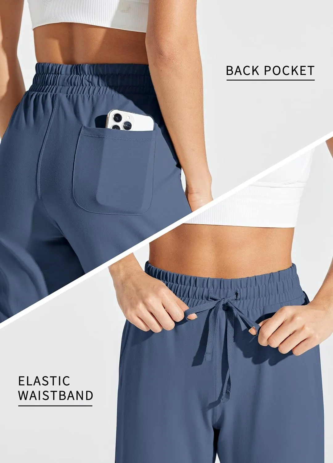 Willit Women's Capris Pants Cotton Yoga Capri Casual Lounge Pants Wide Leg Workout Sweatpants with Pockets 20"