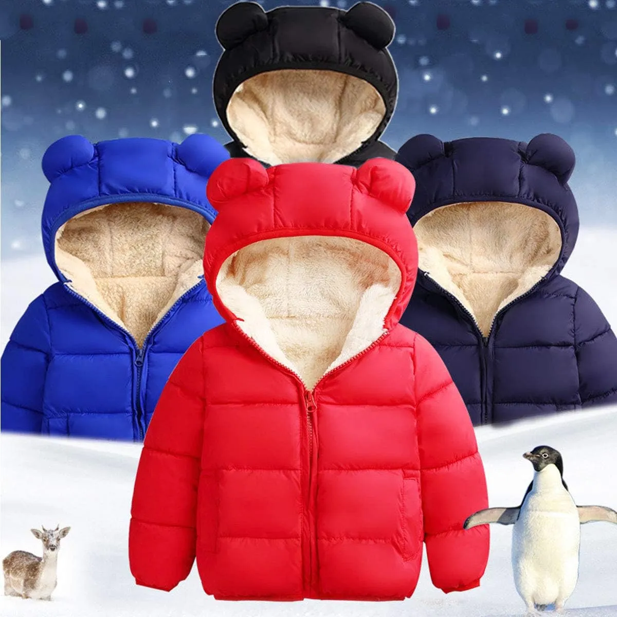 Winter Coats for Toddler Kids Baby Boys Girls Padded Light Puffer Jacket Outerwear Infant Down Jacket with Hoods