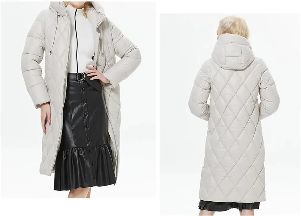 Winter Ladies Quilted Jacket Lengthened Style Padded Parka Thickened Warm Cotton Coat
