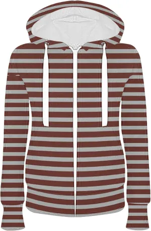Women Casual Zip Up Hoodie Long Sleeve Striped Hooded Jacket Plus Size Pockets Comfy Fall Drawstring Sweatshirt 2024
