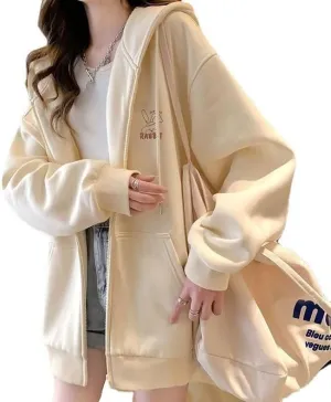 Women Cute Oversized Hoodies Goth Bunny Graphic Zip Up Hoodie Y2K Plain Streetwear Emo Cardigan Jacket Sweatshirts