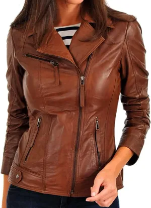 Women Leather Jacket - Lambskin Winter Vintage Motorcycle Biker Jacket, Moto Riding & Racing Jackets