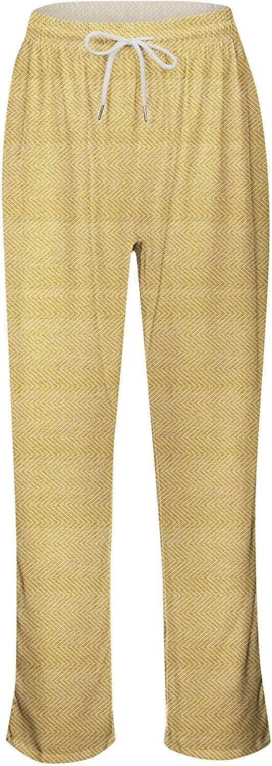 Women Linen Pants 2025 New Summer Casual High Waist Breathable Beach Pants Drawstring Elastic Trousers with Pockets