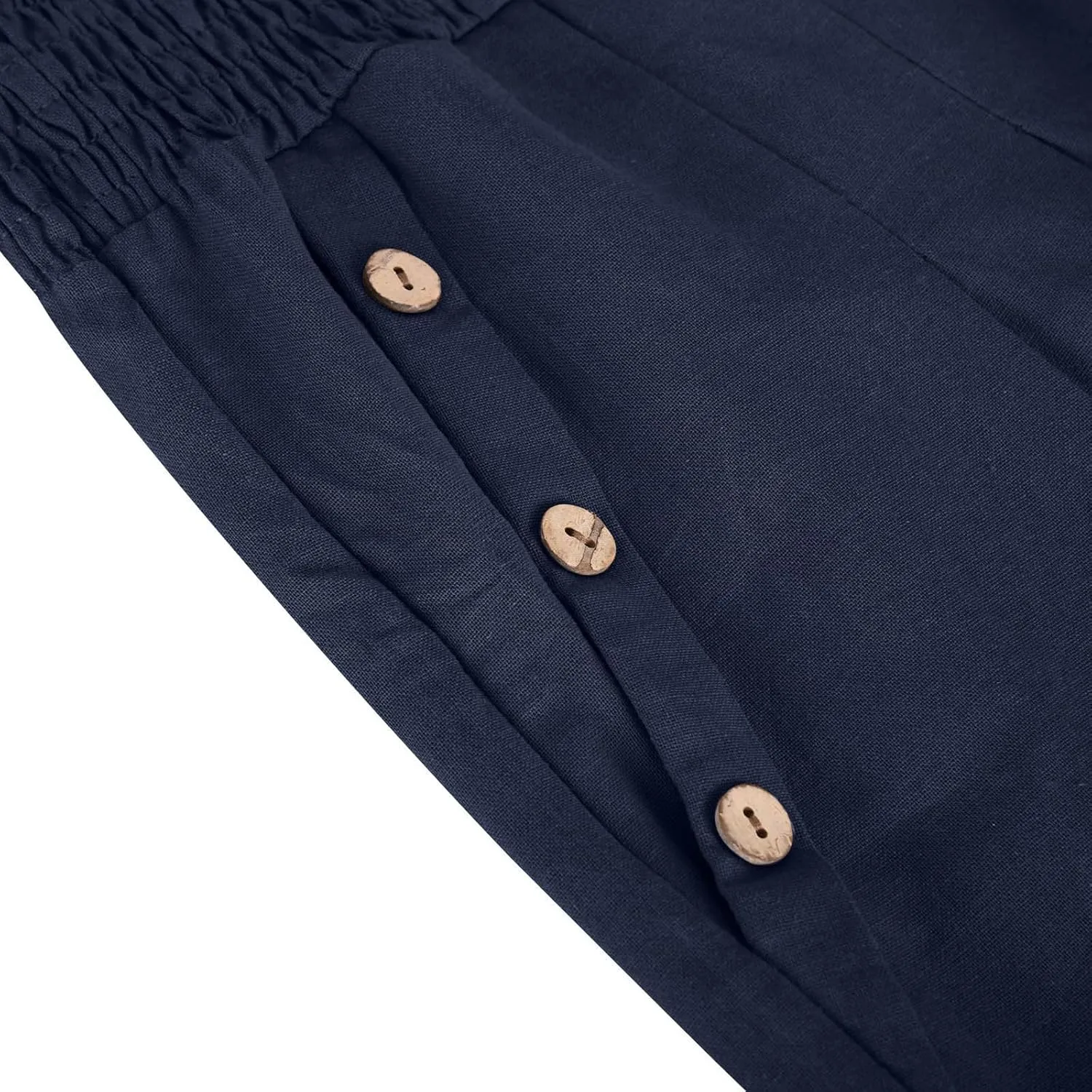 Women Linen Pants Summer Casual Wide Leg Pants Drawstring Waist Cotton Loose Fit Palazzo Trousers with Pockets