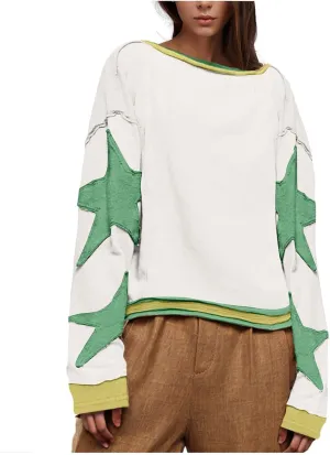 Women Oversized Sweatshirt Long Sleeve Crewneck Cotton Hoodies Free A Star Tee Shirts Y2K 2024 Fall Pullover Clothes