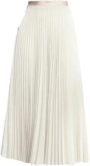 Women Solid Pleated Long Skirt Officecasual Basic All-Match Street Long Skirt