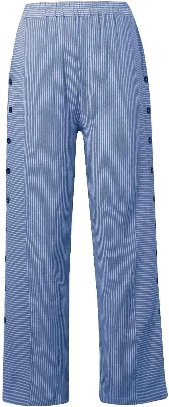 Women Summer Casual Linen Pants Straight Leg Elastic Waist Pockets Cropped Pants, Small-5X-Large, Beige