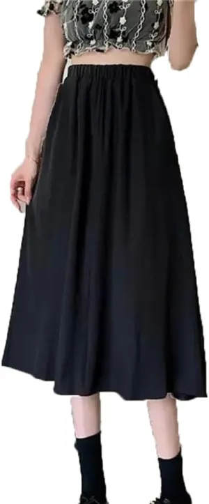 Women Vintage Floral Print Pleated Long Skirts Summer Drawstring Elastic Waist Midi Skirt