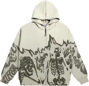 Women Y2K Zip Up Hoodie Fairy Grunge Jacket Punk Skeleton Oversized Goth Clothes Cottagecore Gothic Streetwear
