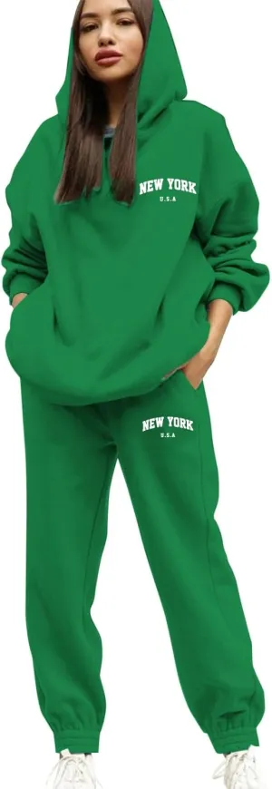 Womens 2 Piece Outfits Lounge Half Zip Hoodie Sweatsuit Sets Oversized Sweatshirt Baggy Fall Fashion Sweatpants 2025