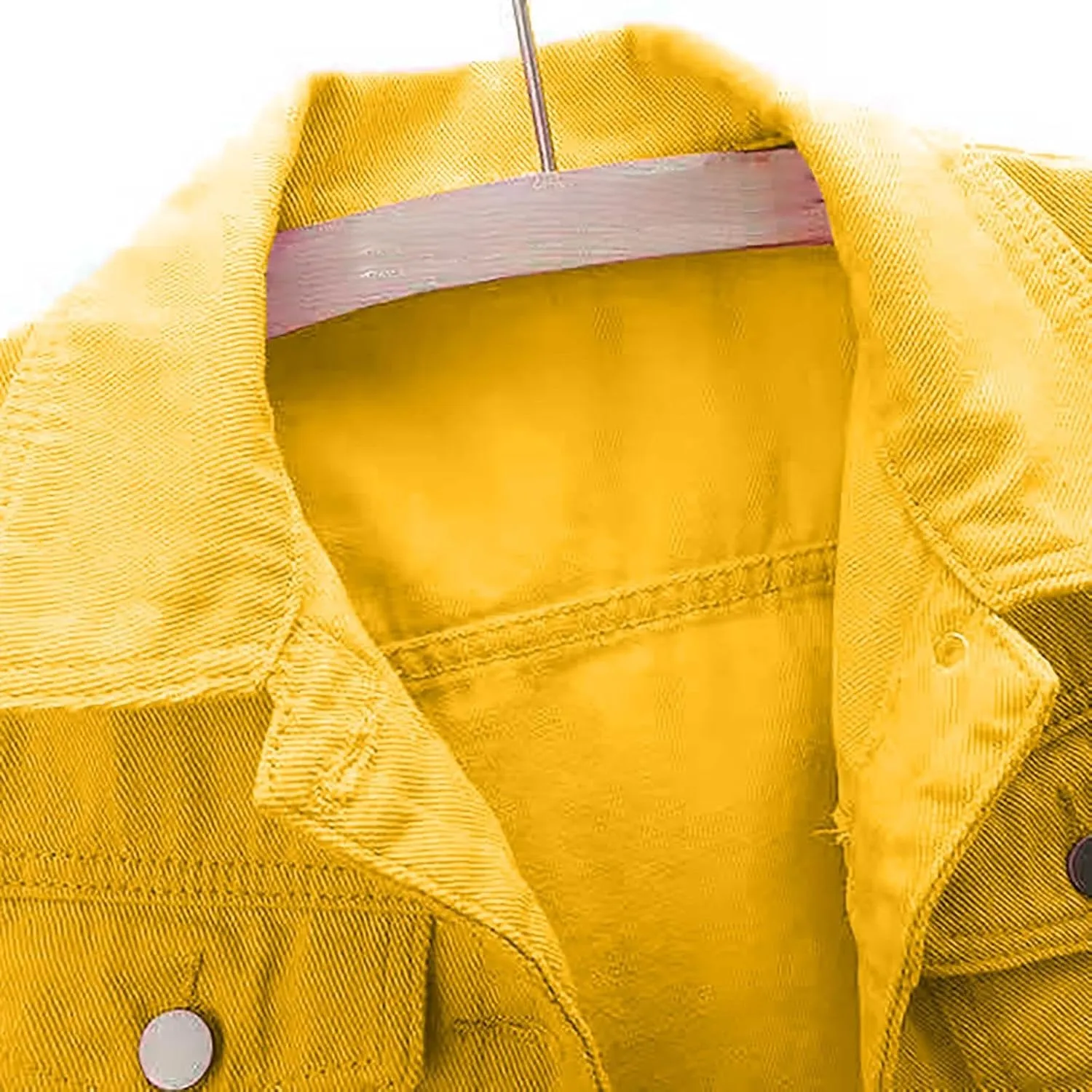 Womens 3/4 Sleeve Short Denim Jacket Plus Size, Basic Lapel Button Down Cropped Casual Jean Jackets Trucker Coats