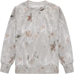Womens Camo Maple Leaf Hoodie Oversized Lightweight Printed Fleece Sweatshirt Grey M