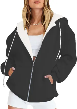 Womens Camo Zip Up Hoodie Long Sleeve Graphic Oversized Hooded Jackets Fleece Camouflage Hoodie with Pockets