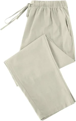 Women's Casual Cotton Linen Pants Summer Wide Straight Leg Lounge Trousers Elastic Waist Drawstring Pant with Pockets
