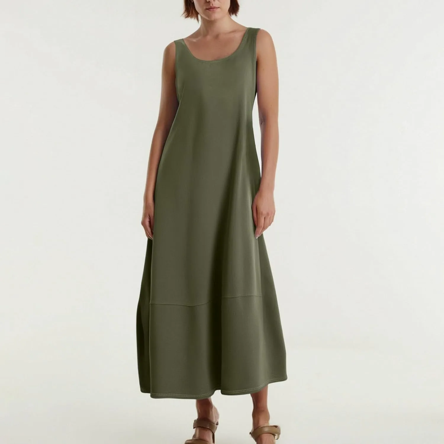 Women's Casual Maxi Sundress 2025 Summer Beach Long Dress Scoop Neck Sleeveless Loose Comfy Tank Dresses