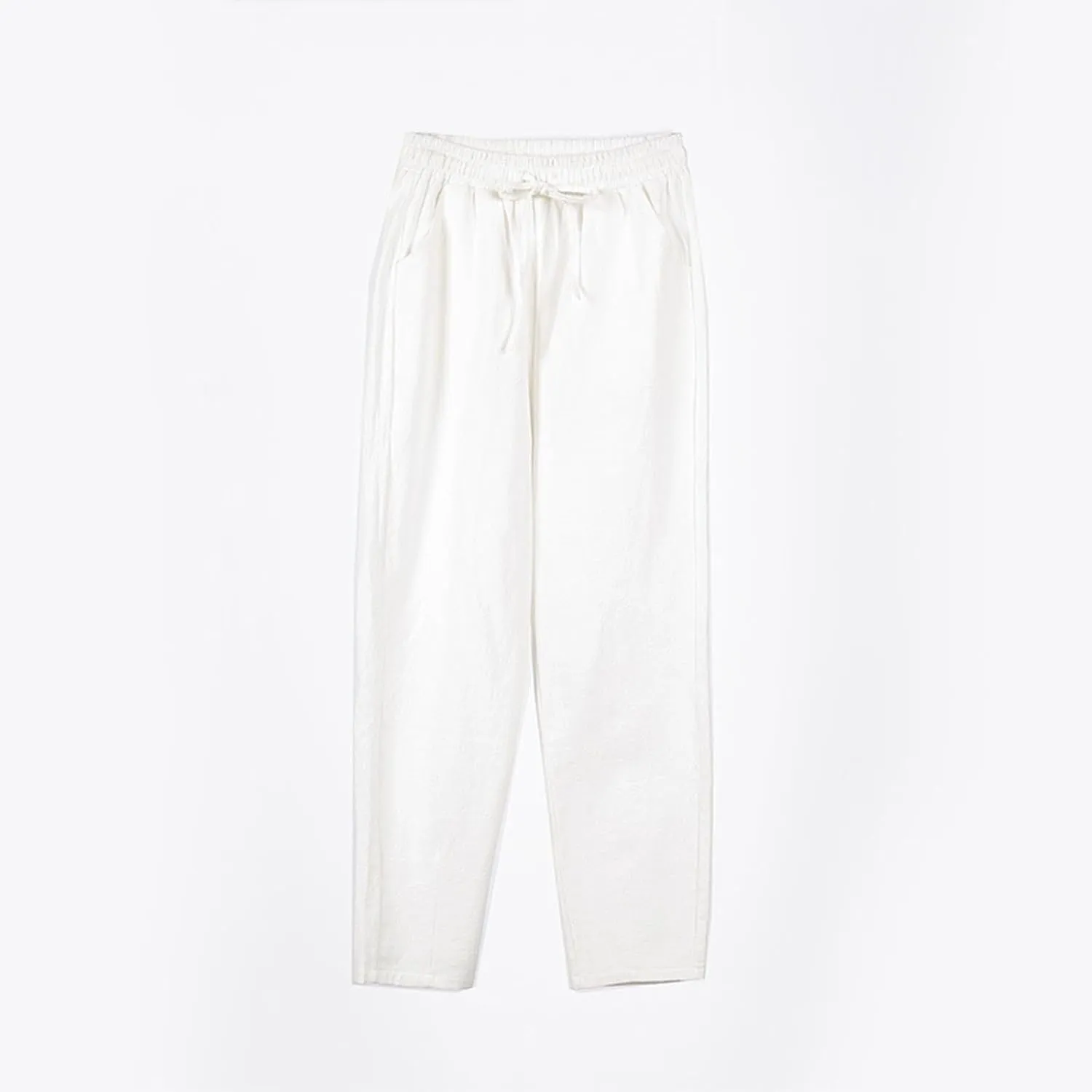 Womens Cotton Linen Pants with Pockets Drawstring Casual Summer Straight Leg Pants Lounge Baggy Beach Pants