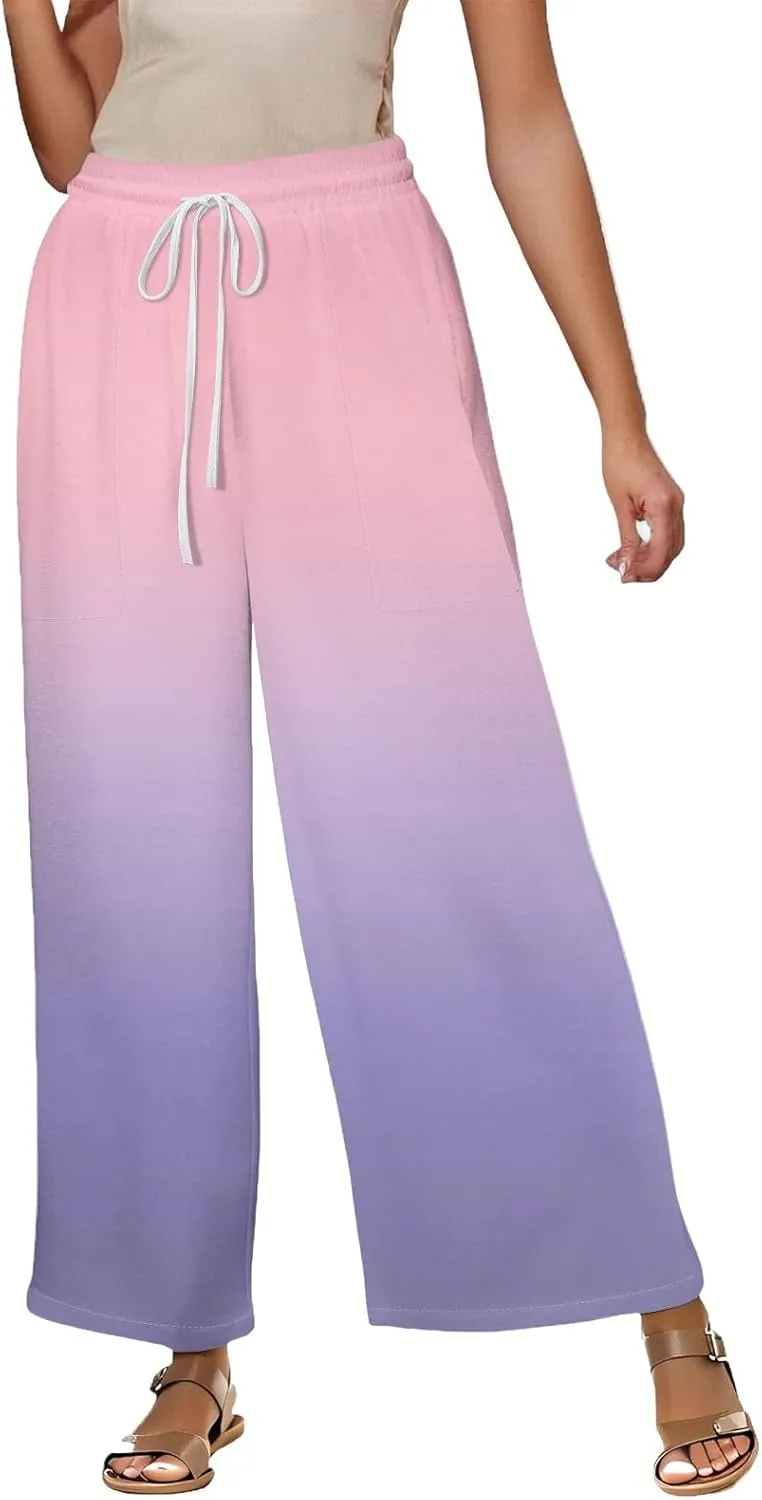 Women's Cotton Linen Summer High Waist Palazzo Pants Flowy Wide Leg Beach Trousers with Pockets 2025