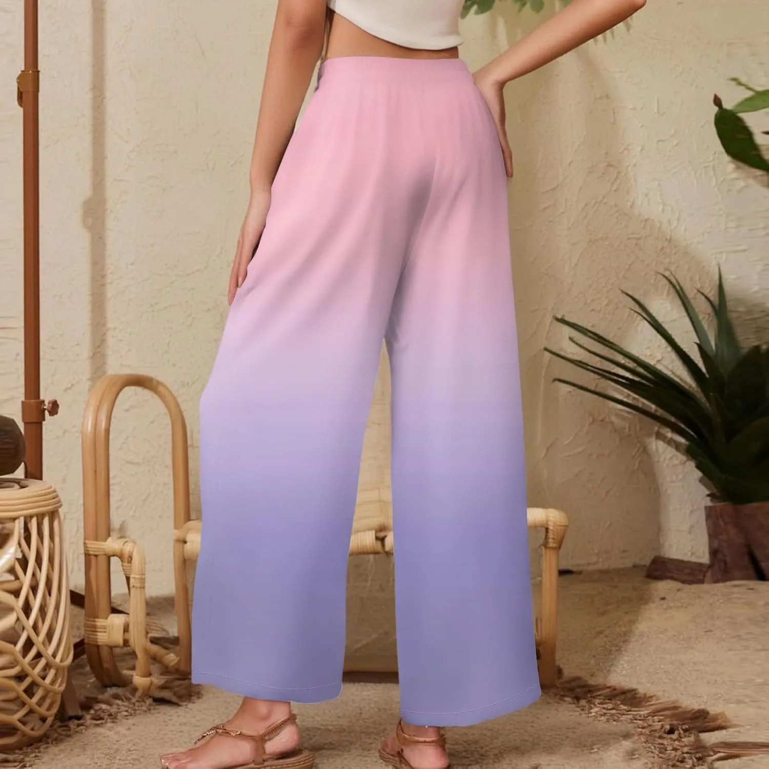 Women's Cotton Linen Summer High Waist Palazzo Pants Flowy Wide Leg Beach Trousers with Pockets 2025