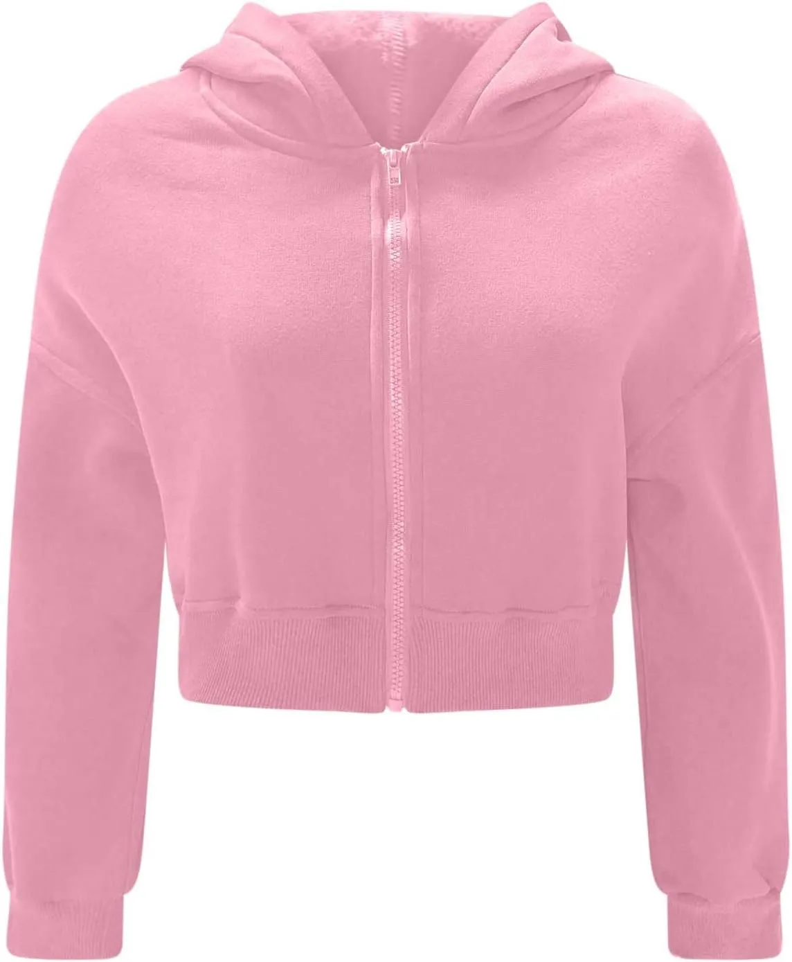 Women's Cute Pullover Half Zipper Cropped Sweatshirts, Winter Long Sleeve V Neck Knit, Fashion Hoodies Tops