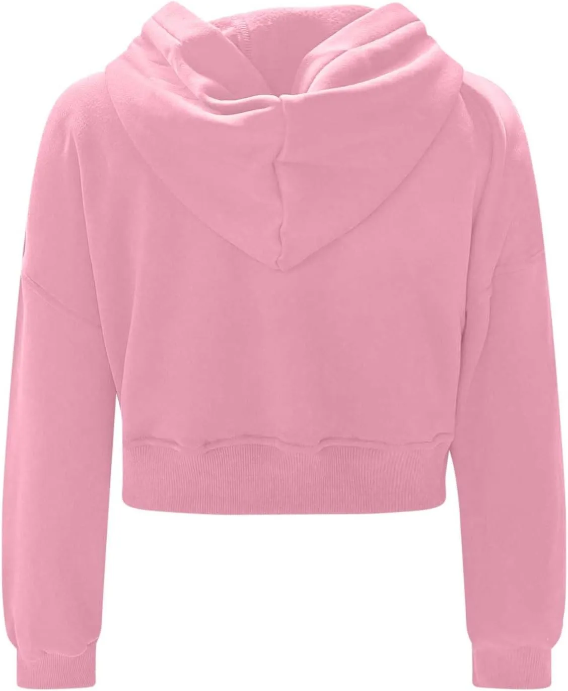 Women's Cute Pullover Half Zipper Cropped Sweatshirts, Winter Long Sleeve V Neck Knit, Fashion Hoodies Tops