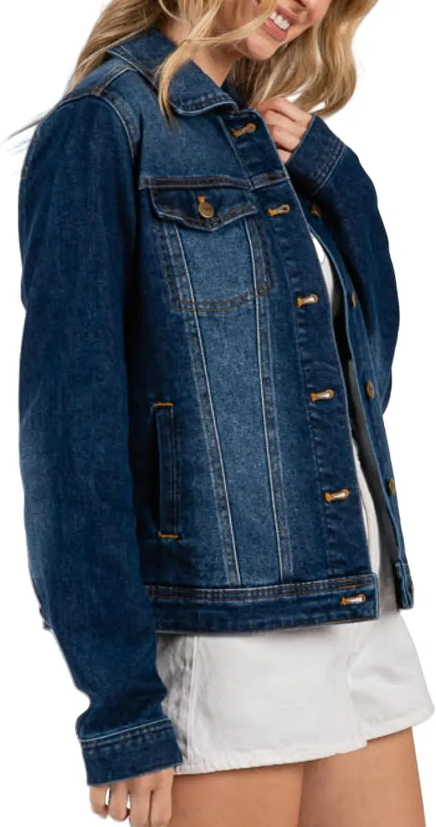 Women's Denim Jacket Classic Button Long Sleeve Denim Jacket with Pockets