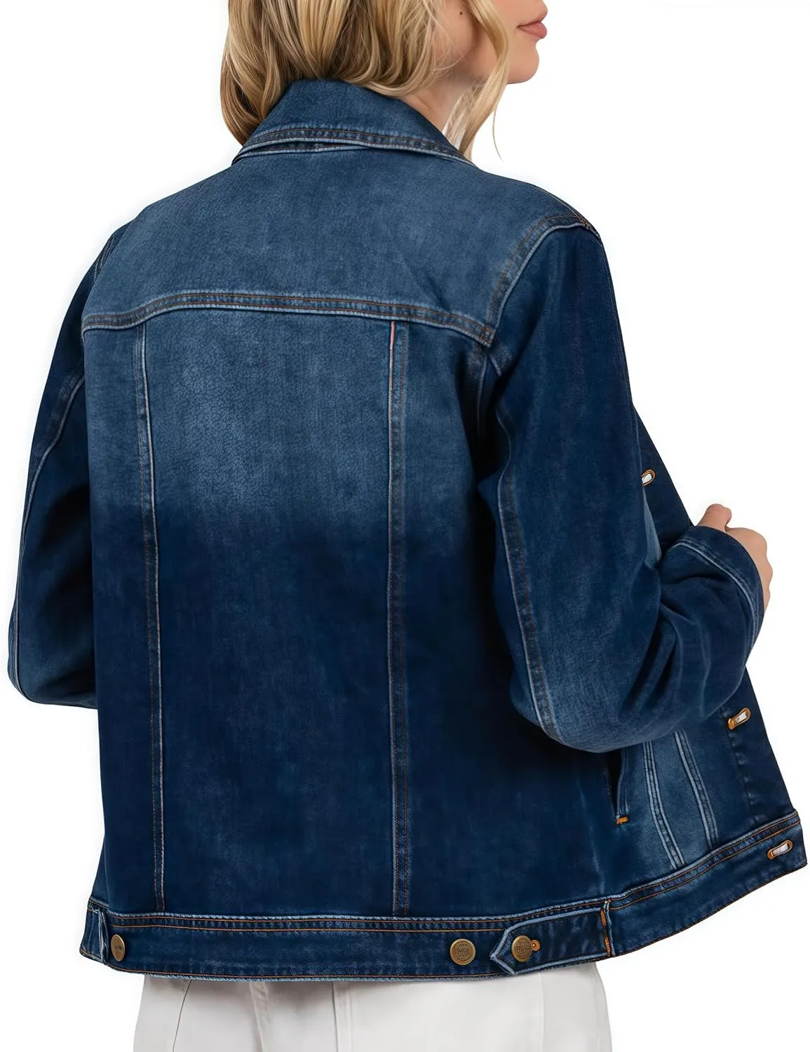 Women's Denim Jacket Classic Button Long Sleeve Denim Jacket with Pockets