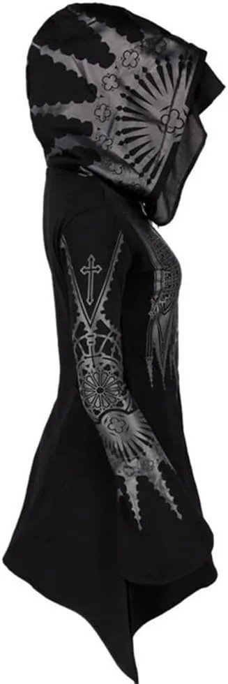 Women's Gothic Hoodie Jackets Punk Coats Goth Long Sleeve Hooded Sweatshirt Zip Up Cardigan Top Outwear