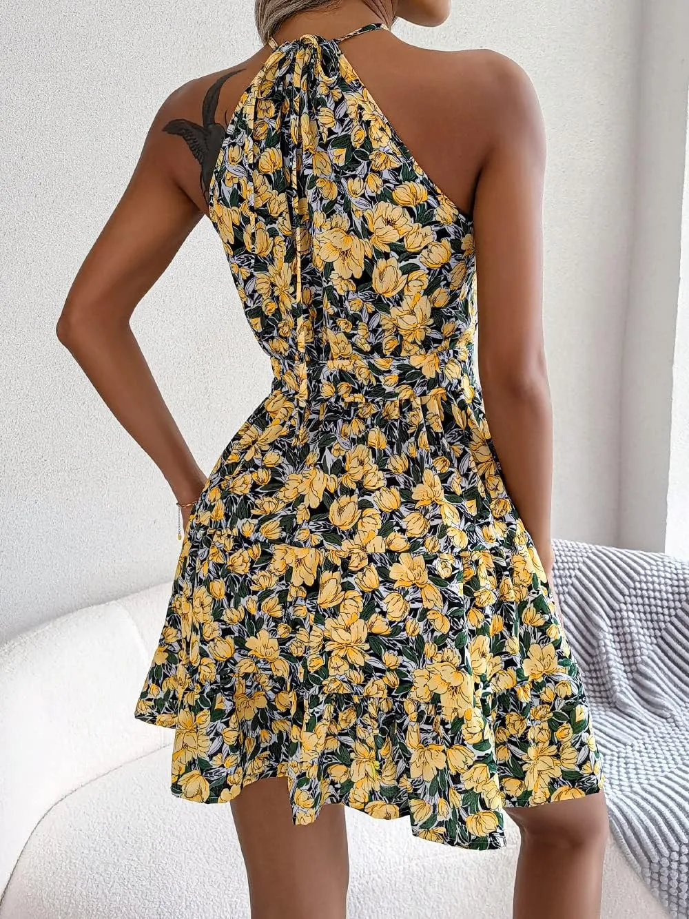 Women's Halter Neck Floral Halter Neck A-Line Beach Vacation Sun Dresses