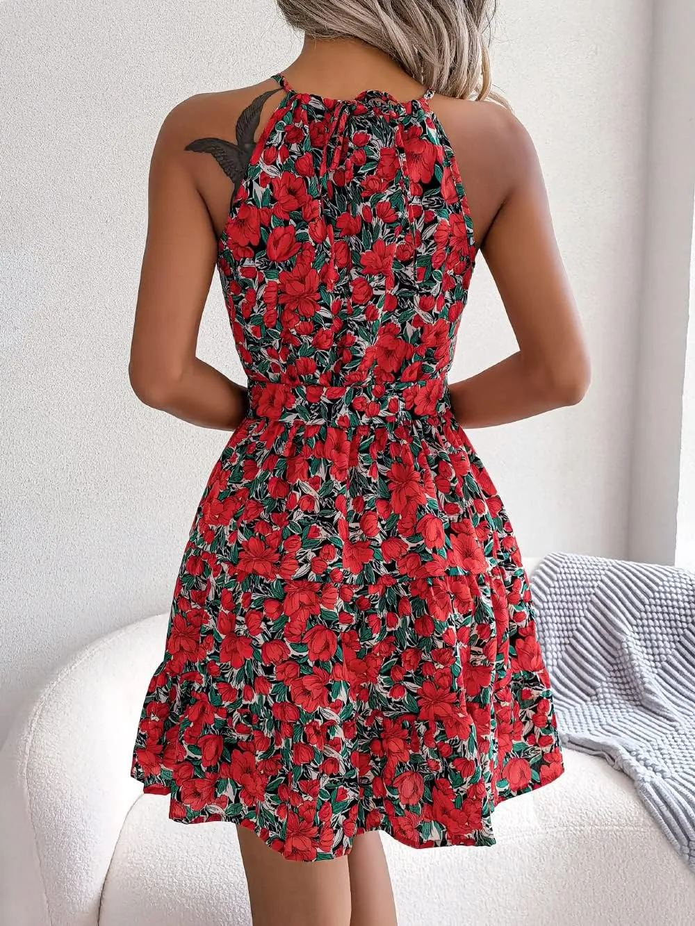 Women's Halter Neck Floral Halter Neck A-Line Beach Vacation Sun Dresses
