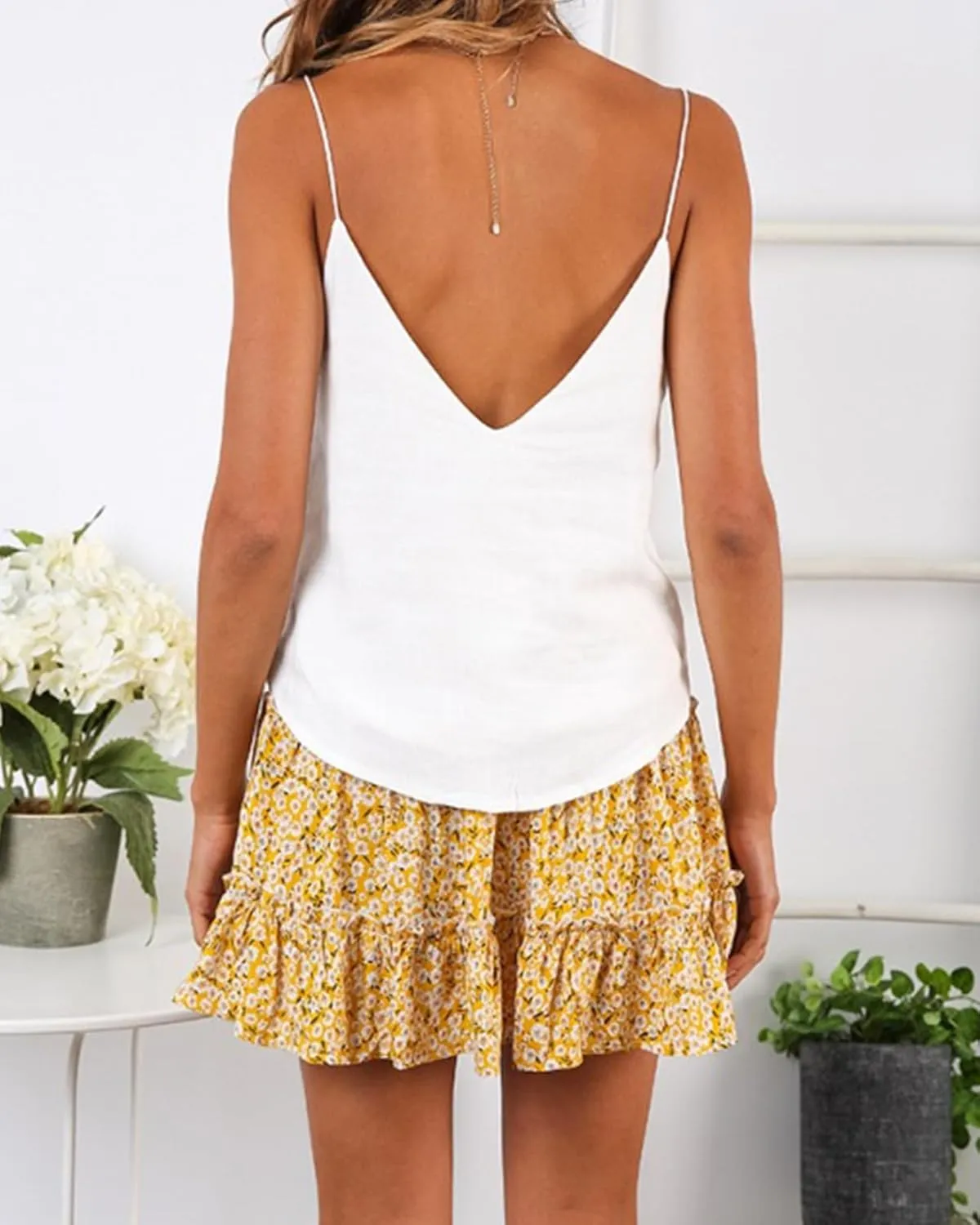 Women's High Waisted Floral Mini Skirt Drawstring Boho Print Ruffle Summer Short Skirts