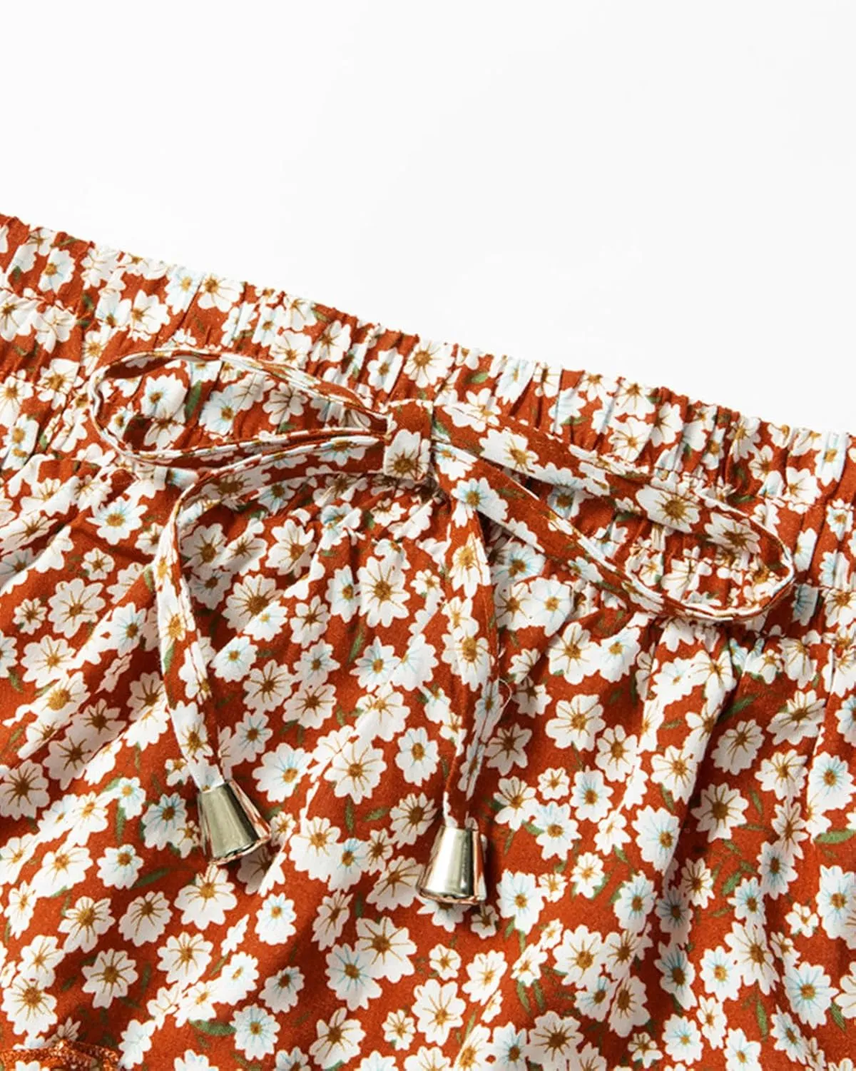 Women's High Waisted Floral Mini Skirt Drawstring Boho Print Ruffle Summer Short Skirts