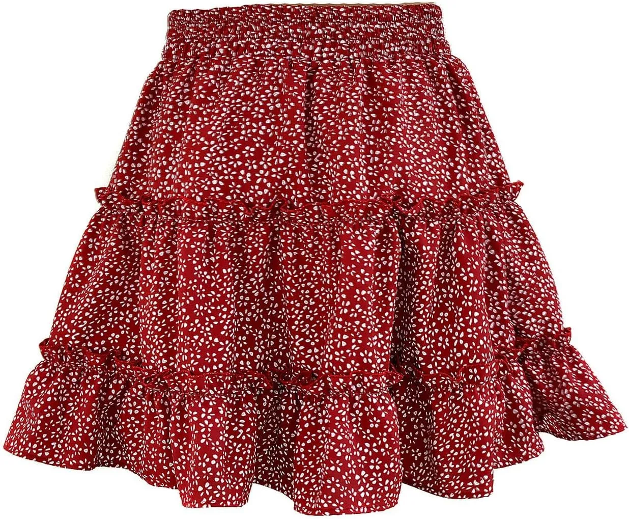 Women's High Waisted Floral Mini Skirt Drawstring Boho Print Ruffle Summer Short Skirts