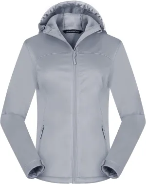 Women's Lightweight Softshell Jacket, Fleece Lined Hooded Windproof Coat Warm Jacket for Outdoor Running Hiking