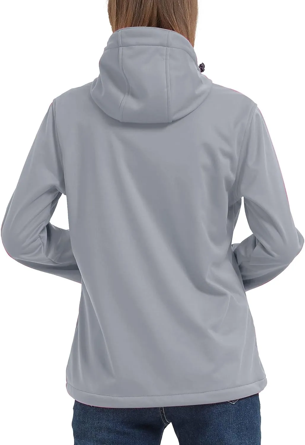 Women's Lightweight Softshell Jacket, Fleece Lined Hooded Windproof Coat Warm Jacket for Outdoor Running Hiking