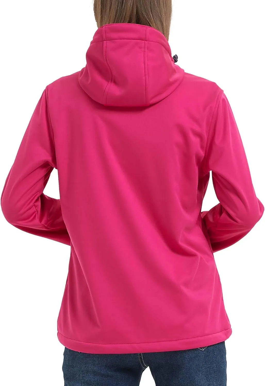 Women's Lightweight Softshell Jacket, Fleece Lined Hooded Windproof Coat Warm Jacket for Outdoor Running Hiking