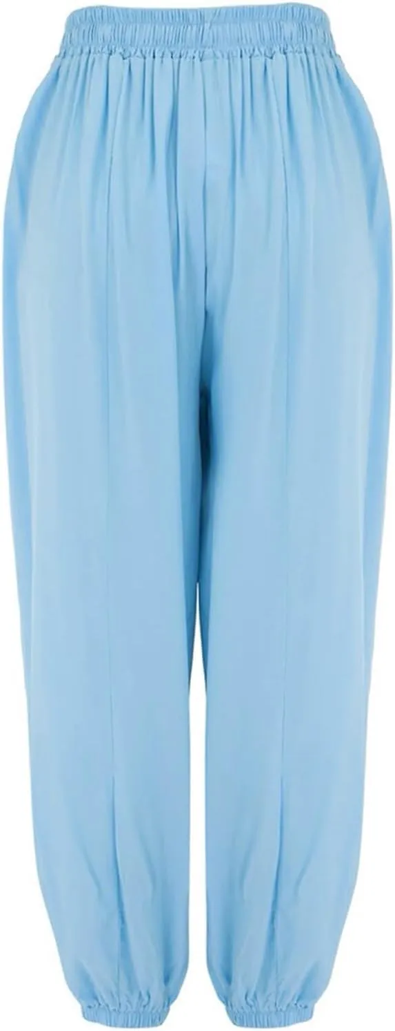 Women's Linen Pants Linen Wide Leg Pants for Women Casual Elastic Waisted Linen Pants for Women Flowy Lounge Beach Trousers