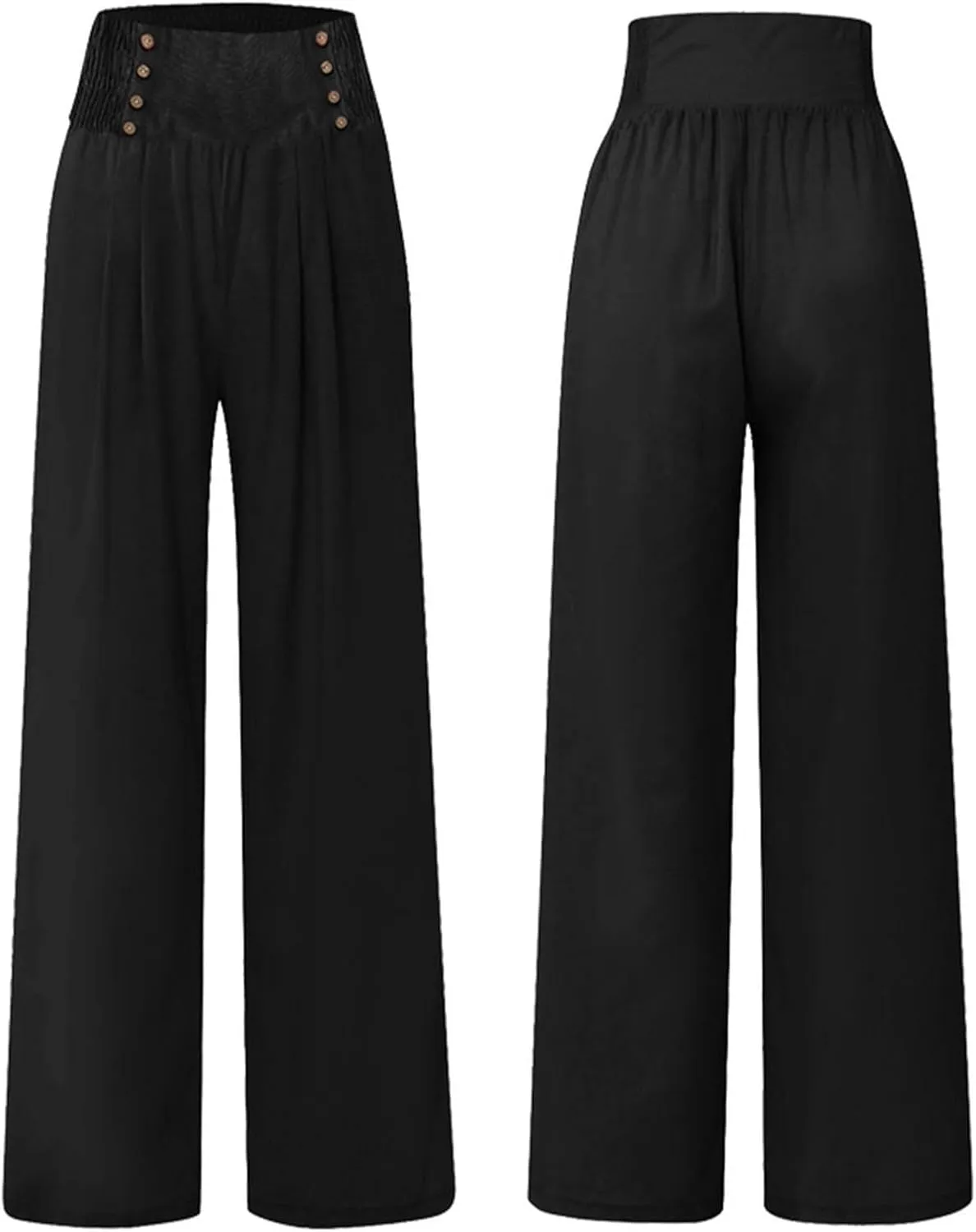 Womens Linen Pants Linen Wide Leg Pants for Women High Waist Stretch Dress Women's Cotton Linen Casual Beach Long Pants