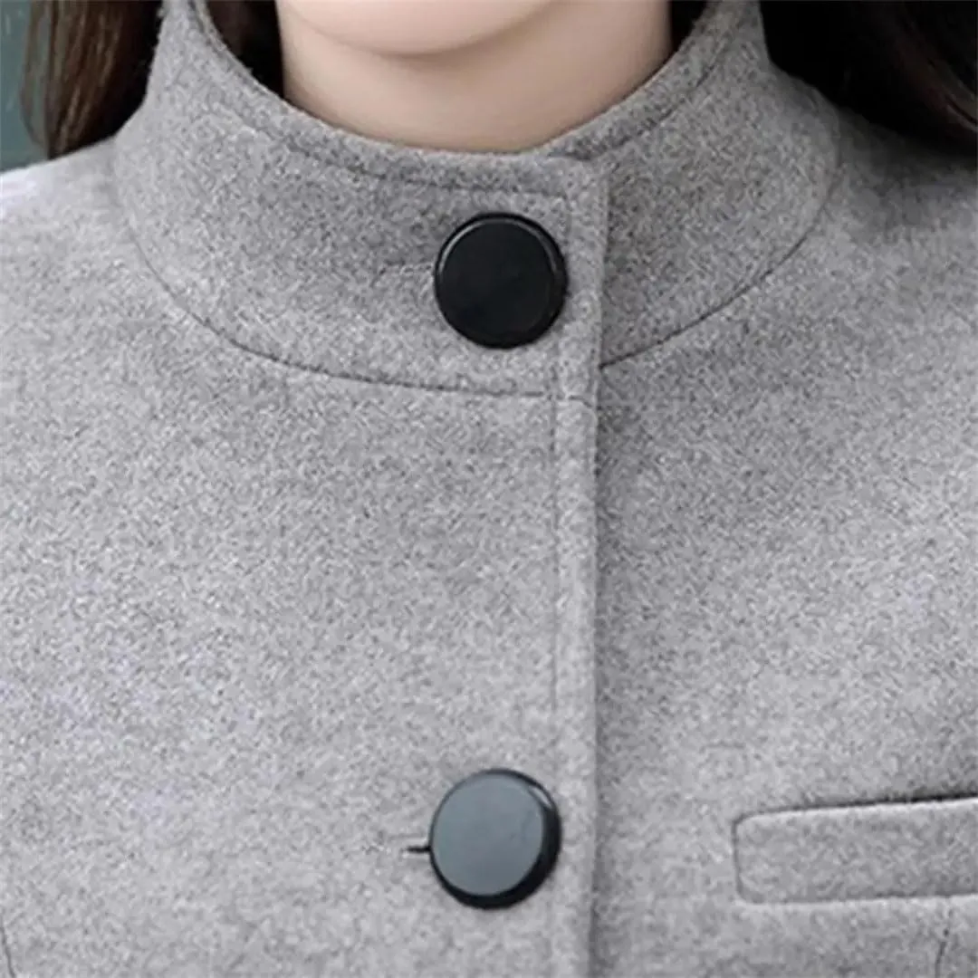 Women's Long Sleeve Outwear Super Soft Slim Woolen Coats Slim Fit Belt Trench Coat