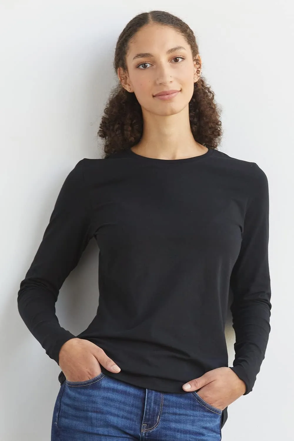 Women's Organic Pima Cotton Long Sleeve Crew Neck T-Shirt