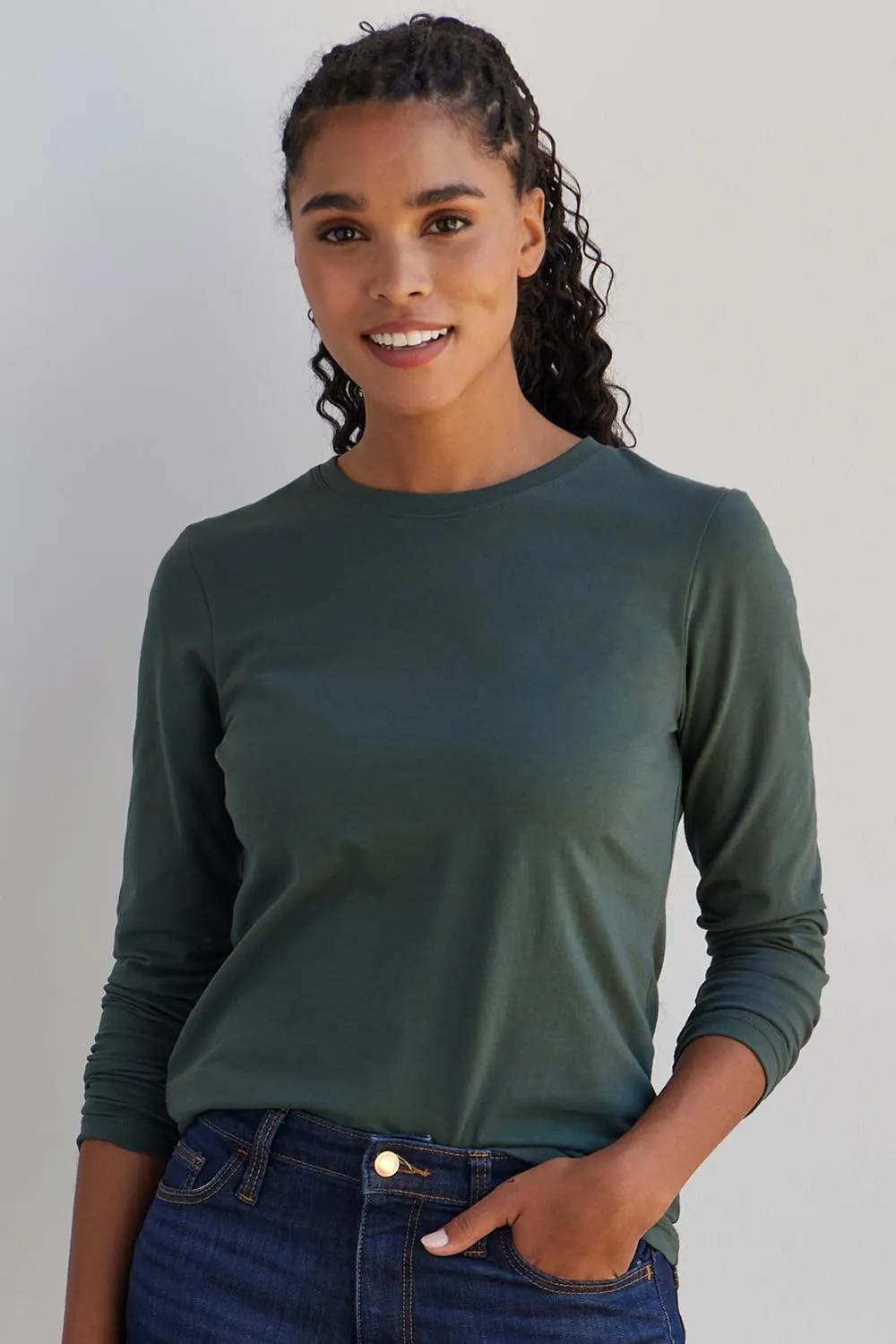 Women's Organic Pima Cotton Long Sleeve Crew Neck T-Shirt