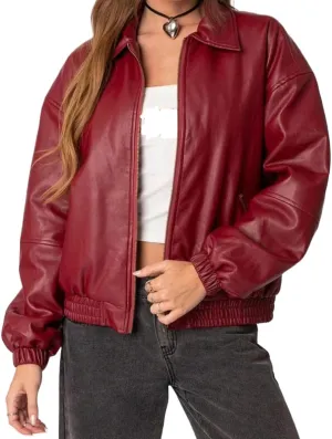 Women's Oversized Leather Jacket, Women's Oversized Leather Bomber Jacket, Premuim Plus Size Womens Jacket