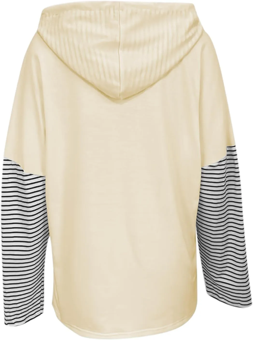 Womens Oversized Sweatshirt Striped Color Block Hoodies Drawstring Casual V Neck Long Sleeve Pullover Tops